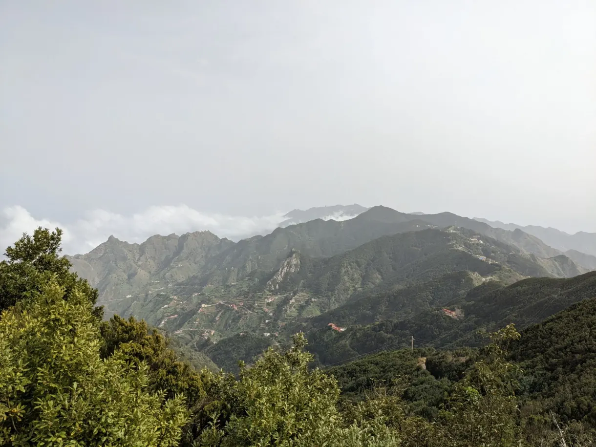 Crêtes vertes d'Anaga émergeant au-dessus des nuages