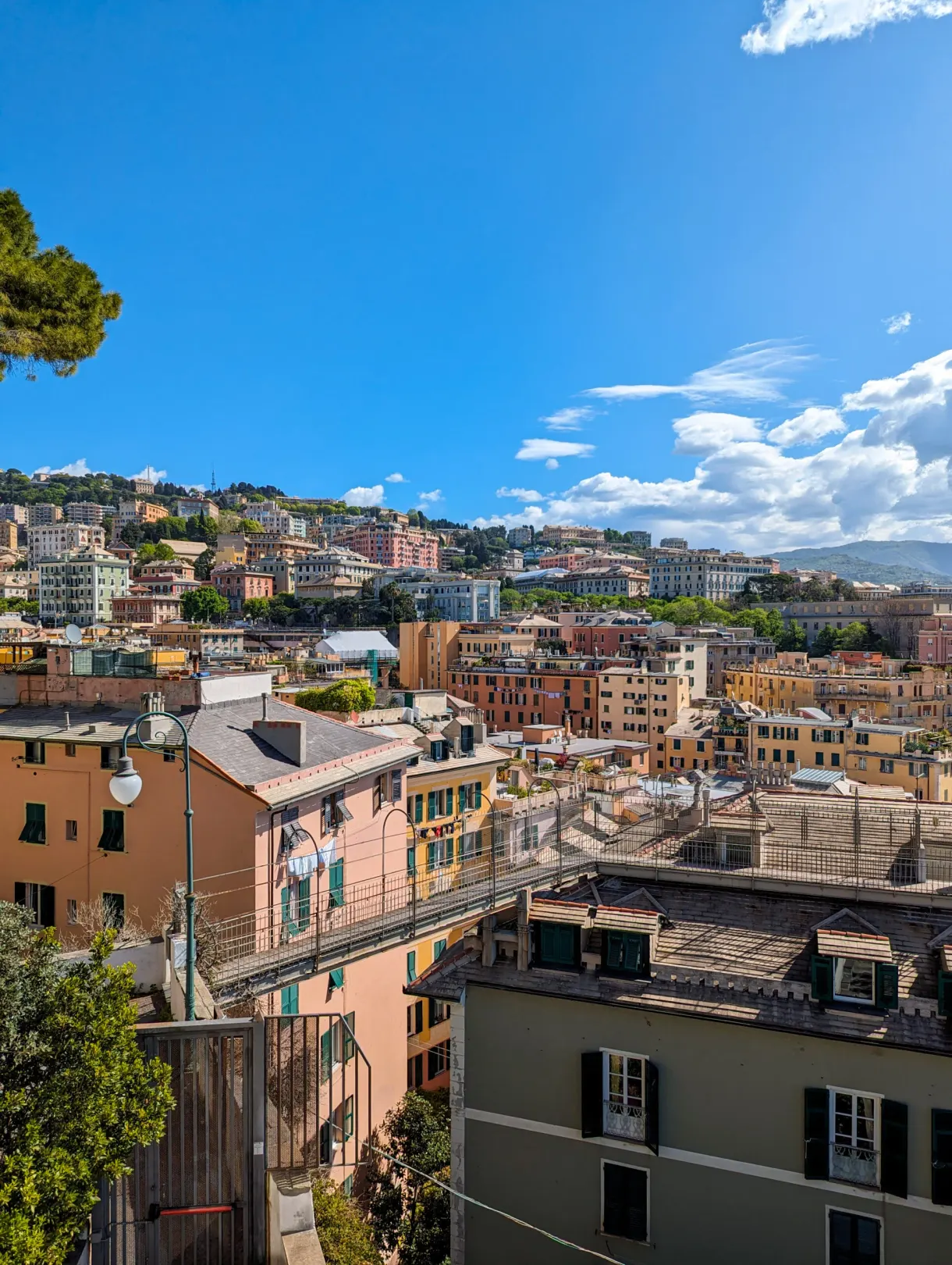 Panorama sur les toits et les collines depuis le belvédère du Castelletto