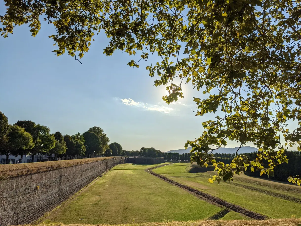 Bastion et glacis herbeux vus depuis le chemin de ronde