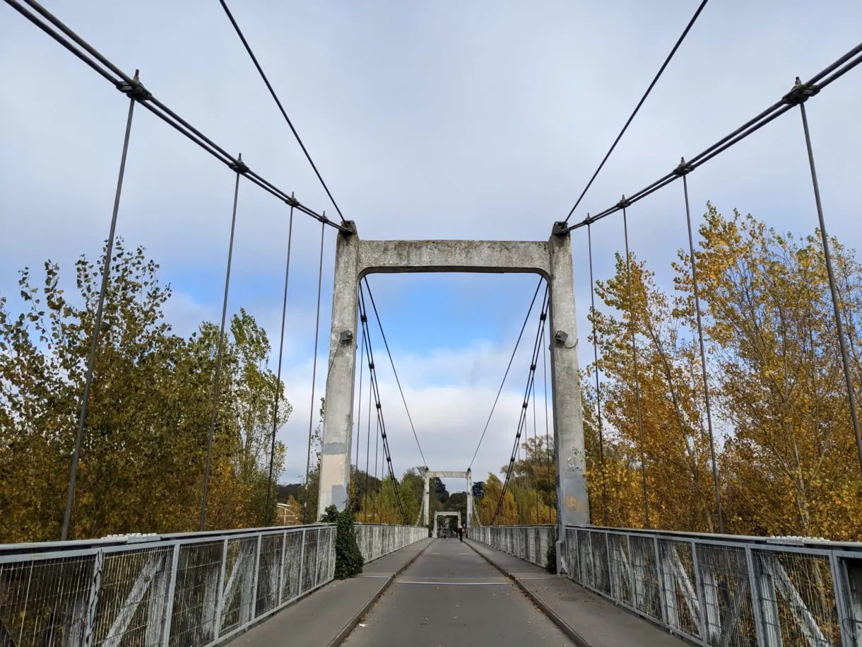 Passerelle suspendue aux câbles tendus au-dessus de la Loire