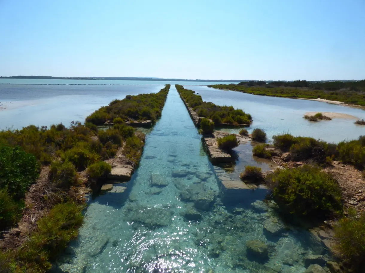 Canal rectiligne traversant les bassins des salines