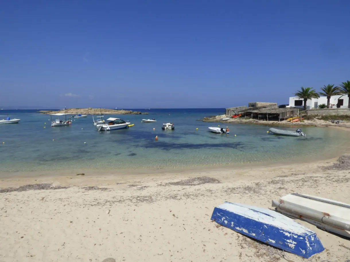 Barques échouées sur le sable devant des cabanons