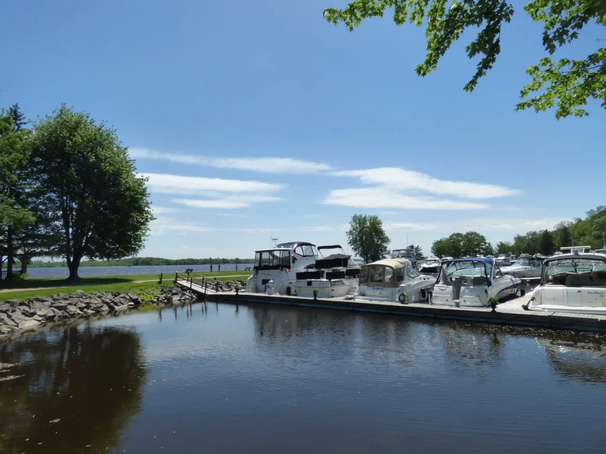 Bateaux alignés le long des quais de la marina