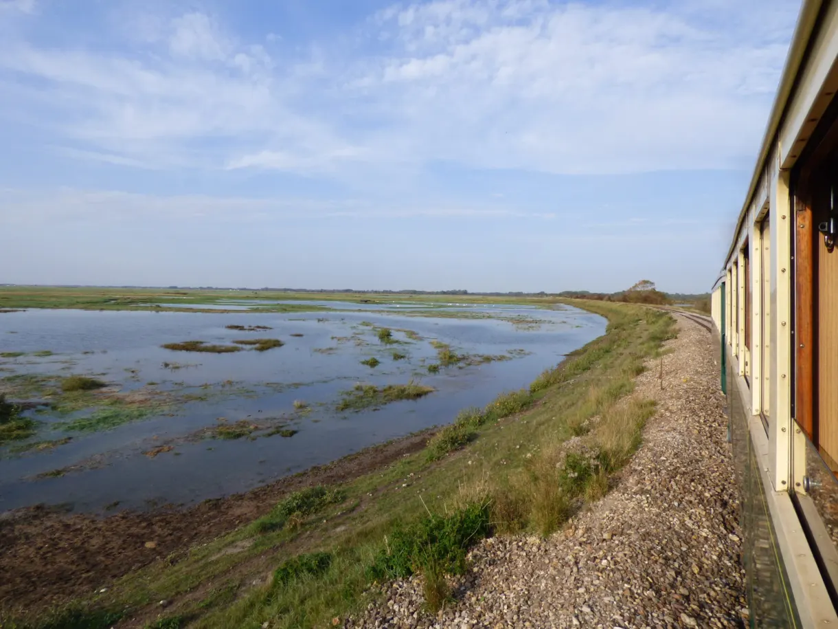 Rame du train longeant les marais de la baie de Somme
